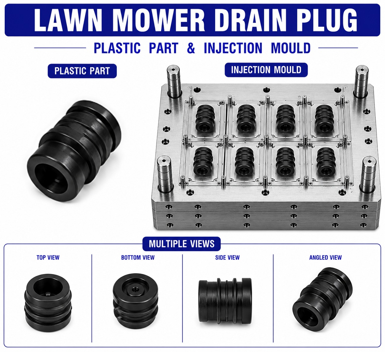 Lawn Mower Plastic Drain Plug Mould and Moulding Services